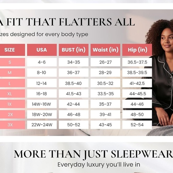 Just Love Two Piece Glazed Satin Black Pajama Set Size 1X - Picture 4 of 4